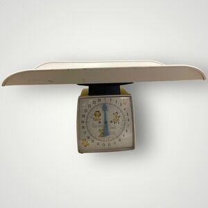 Vintage‎ Hanson Sears Nursery Scale MCM 60s 70s Retro White Metal Baby 25lb
